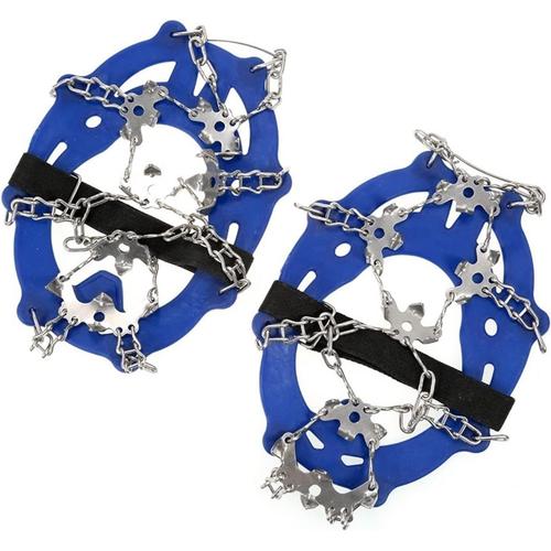 19 Teeth Stainless Crampons Pour Chaussures 12 Dents Crampons De Glace Escalier Chaussures Grippers Gripper Gripper Anti-Dérapant Spikes Snow Traction Trade Tarcles Carabiner Alpinisme