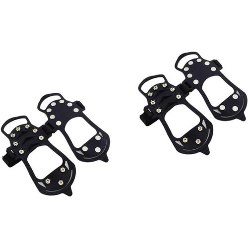 Noirx2pcs 2 Paires 10 Crampons À Glace Sourcoupe Activités Extérieures Jeux Extérieurs Jeux D'extérieur Raquettes Pour Adultes Crampons De Randonnée Poignées Anti-Neige Pour Chaussures