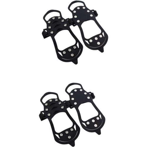 Noirx2pcs 2 Paires De 11 Crampons Pour Chaussures Pointes Antidérapantes Crampons De Randonnée Sur Chaussures Crampons De Traction Crampons De Chaussures Crampons À Glace Crampons