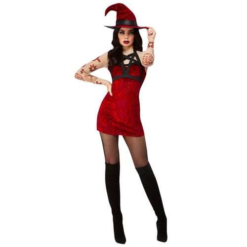Déguisement Sorcière Satanique Rouge Sexy Femme - Taille: Xs