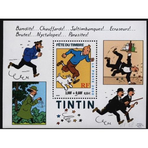 Hergé : Tintin Et Milou 2000 Bloc-Feuillet Timbre (France Yt Bf 28)