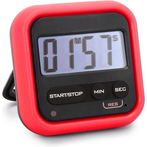 Red Minuterie De Cuisine Chronomètre Numérique Avec Alarme Forte Grand Écran Lcd Compte À Rebours Ou Compte À Rebours Pour Cuisiner Douche Salle De Bain Enfants Classe