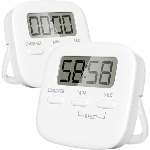 2 Pièces Minuteur De Cuisine Magnétique, Minuterie Cuisine, Timer Digital, Chronomètre Minuteurs Avec Écran Lcd, Minuteur Numérique, Compte À Rebours Pour Kitchen Cuisson Sport Douche