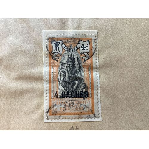 1 Timbre, Établissements Français Dans L’Inde, 4 C,, Inde Française, Année 1914