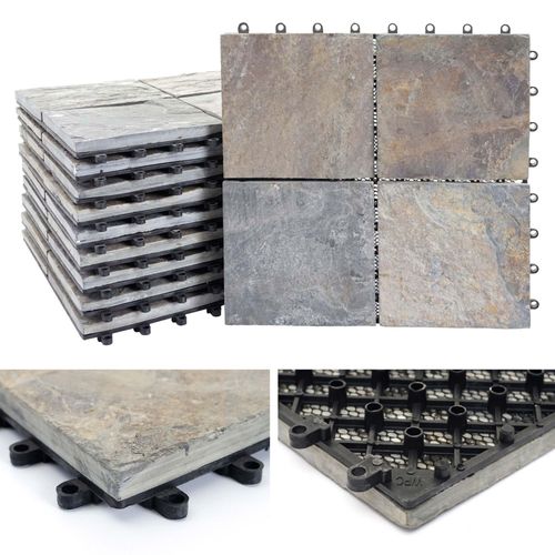 Carrelage En Pierre Naturelle, Hwc-E18, Dalle, Balcon/Terasse, 11 Pièces À 30x30cm = 1m²   Granit Multicolore