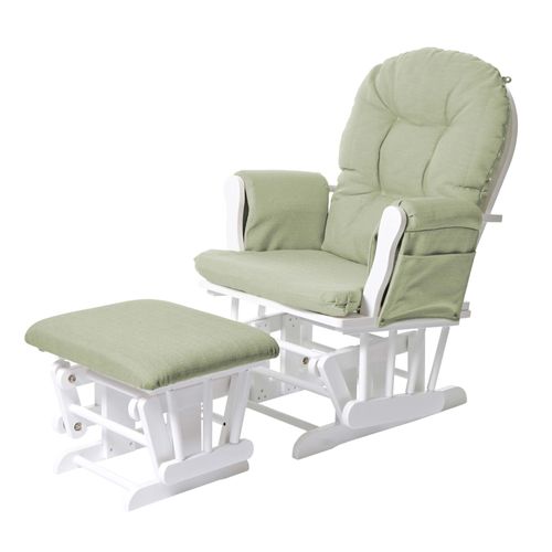 Fauteuil Relax Hwc-C76 Fauteuil À Bascule, Rocking-Chair, Tissu   Vert Clair, Monture Blanche