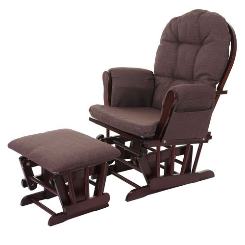 Fauteuil De Relaxation Hwc-C76, Fauteuil À Bascule, Chaise Berçante Avec Repose-Pied, Tissu   Mahagony
