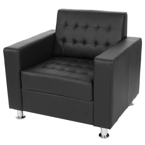 Fauteuil Kunda, Fauteuil De Salon / Club, Pieds Métalliques   Similicuir, Noir