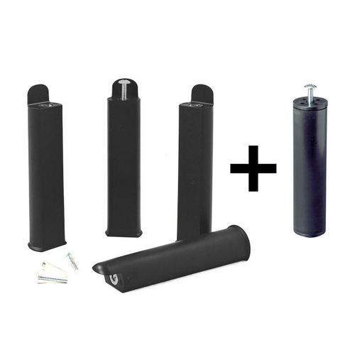 Plast - Jeu De 4 Pieds 22 Cm Noirs + Pied Central Pour Cadre À Lattes