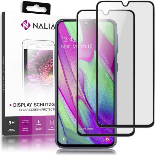 Verre Trempé Compatible Avec Samsung Galaxy A40, 9h Hd Protection D'écran Lcd Full-Cover Film Protège Telephone Portable, Clair Screen-Protector Remplacement Vitre - Transparent Noir