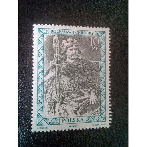 Timbre Pologne Yt 2938 Boleslaw I Chrobry 1987 ( 51004 )