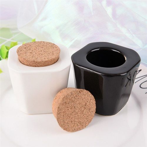 Blanc/Noir Couleur Porcelaine Matériel Nail Art Acrylique Verre Dappen Plat Liquide Poudre Conteneur 