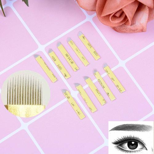 20 Pièces Aiguilles Microblading 12 Broches Lames De Maquillage Permanent Manuel Sourcil Tatouage Lame Incurvée 12 Aiguilles Pour Stylo De Tatouage 