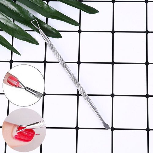 Acier Inoxydable Argent Double Extrémité Triangle Tige Uv Gel Dissolvant Cuticule Poussoir Nail Art Outil 1 Pc 