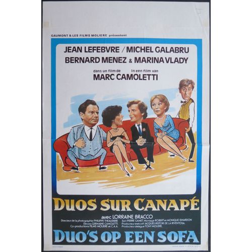 Duos Sur Canapé - Film 1979 Réalisé Par Marc Camoletti Avec Jean Lefebvre, Michel Galabru, Bernard Ménez, Marina Vlady - Affiche De Cinéma Originale Belge 55x36,5 Cm - Movie Poster