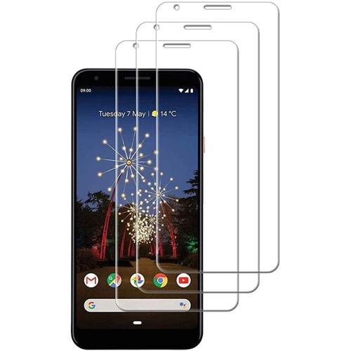 [3 Pièces] Verre Trempé Pour Google Pixel 3a, Film Protection Ecran Vitre Protecteur 0,26mm, 9h Dureté, Anti Rayures, Sans Bulles D'air, Haut Définition Vitre Protecteur D'écran