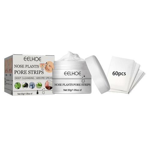 Blanc 30g + 60 Pieces Masque Delimination Des Points Noirs Et Blancs, Nettoyage En Profondeur, Avec Gommage Du Visage Et Bandes Nasales Pour