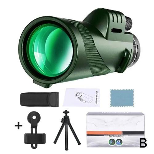 Ultra haute puissance 80x100 HD vision nocturne telescope monoculaire jumelles portable telescope vert support de telephone trepied