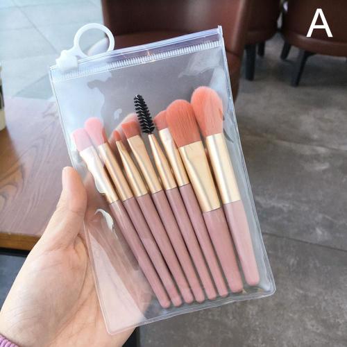 One Size 02# Natural Beige 8 Pieces/Ensemble Pinceaux De Maquillage Portables Ensemble Mini Fond De Teint Poudre Libre Fard A Paupieres Sourcil Kit De Brosse A Cils Outil De Maquillage 