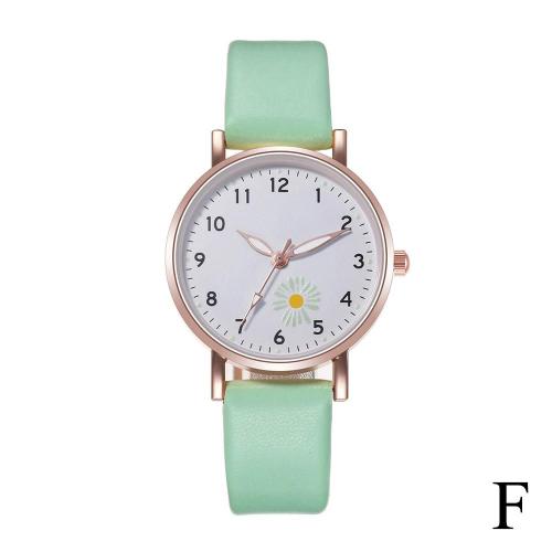 Taille Unique Rose Mode Coreenne Simple Ceinture En Cuir Montre A Quartz Pour Femme / Montre D Etudiant Lumineuse Mignonne / Montre De Sport Vintage Pour Femme / Montre-Bracelet A Quartz Avec Cadran En Fleur De Marguerite Cadeau D Anniversaire Feminin