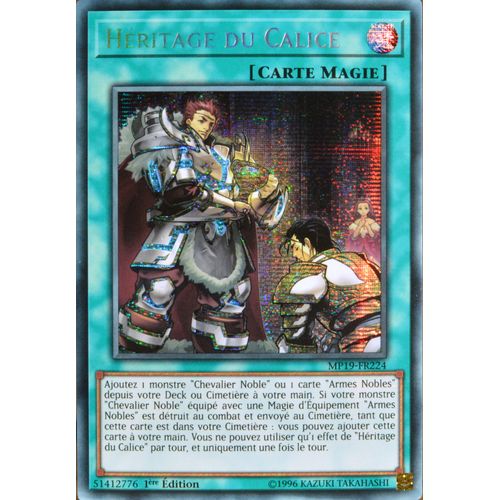 Carte Yu-Gi-Oh Mp19-Fr224 Héritage Du Calice Prismatic Secret Rare Neuf Fr