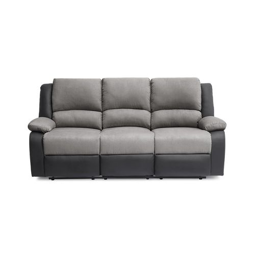 Canapé Relaxation 3 Places Microfibre / Simili Detente - Gris / Noir