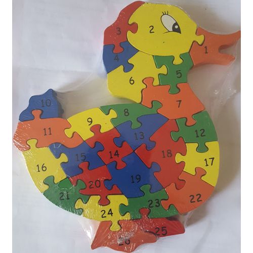 Puzzle Canard En Bois, Alphabet Et Chiffres