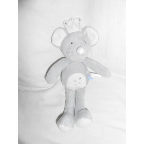 Sucre D'orge Souris Blanche Grise Couronne Argent Doudou Etoile 29cm Doumou