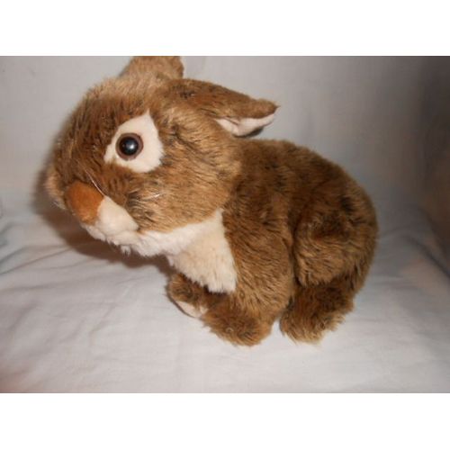 Doudou Bébé Lapin En Peluche Anna Club Plush Brun Marron Beige Et Blanc Billes Dans Les Fesses 26cm Assis