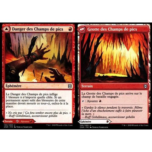 Danger Des Champs De Pics / Grotte Des Champs De Pics - Mtg - Renaissance De Zendikar - U - 166/280 Recto/Verso