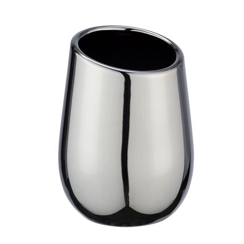 Gobelet de salle de bain design Badi - Argent chromé