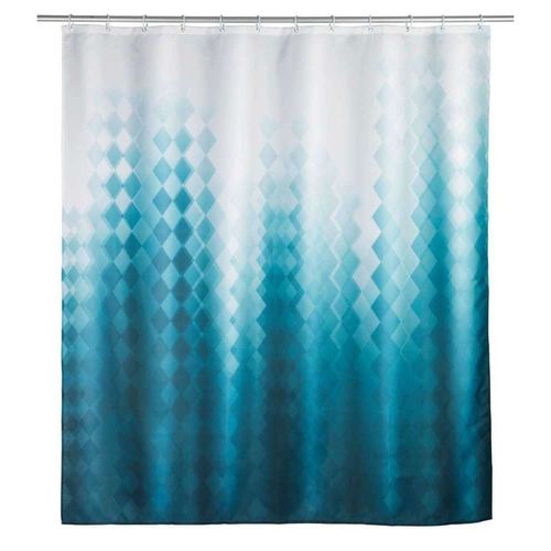 Rideau de douche losanges - Bleu et blanc