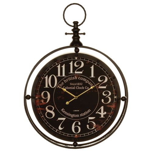Pendule murale Gousset - Diam. 60 cm - Noir
