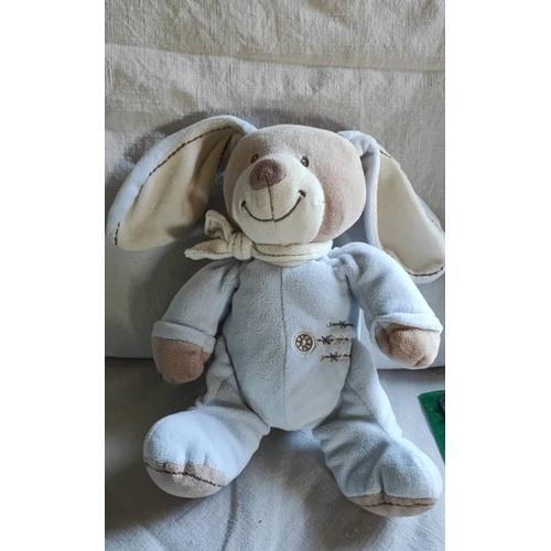 Doudou Lapin Bleu Écharpe 22 Cm