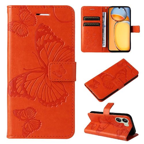 Étui Pour Xiaomi Redmi 13c 4g Couverture Magnétique Couverture Antichoc Avec Support De Fente Pour Carte Flip Kickband Cuir Pu - Couleur Orange