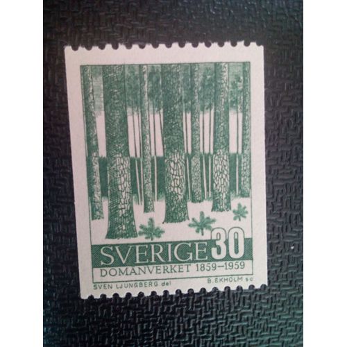 Timbre Suede Yt 442 Centenaire De L'administration Des Terres Et Forêts De La Couronne 1959 ( 61004 )