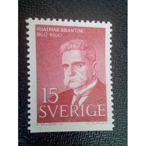 Timbre Suede Yt 456a Centenaire De La Naissance De Hjalmar Branting 1960 ( 61004 )