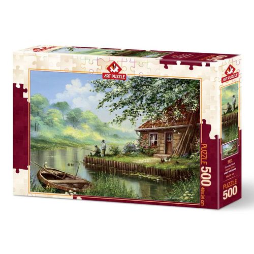 Puzzle Evening Fishing Rod Matin A La Cabane De Peche 500 Pieces