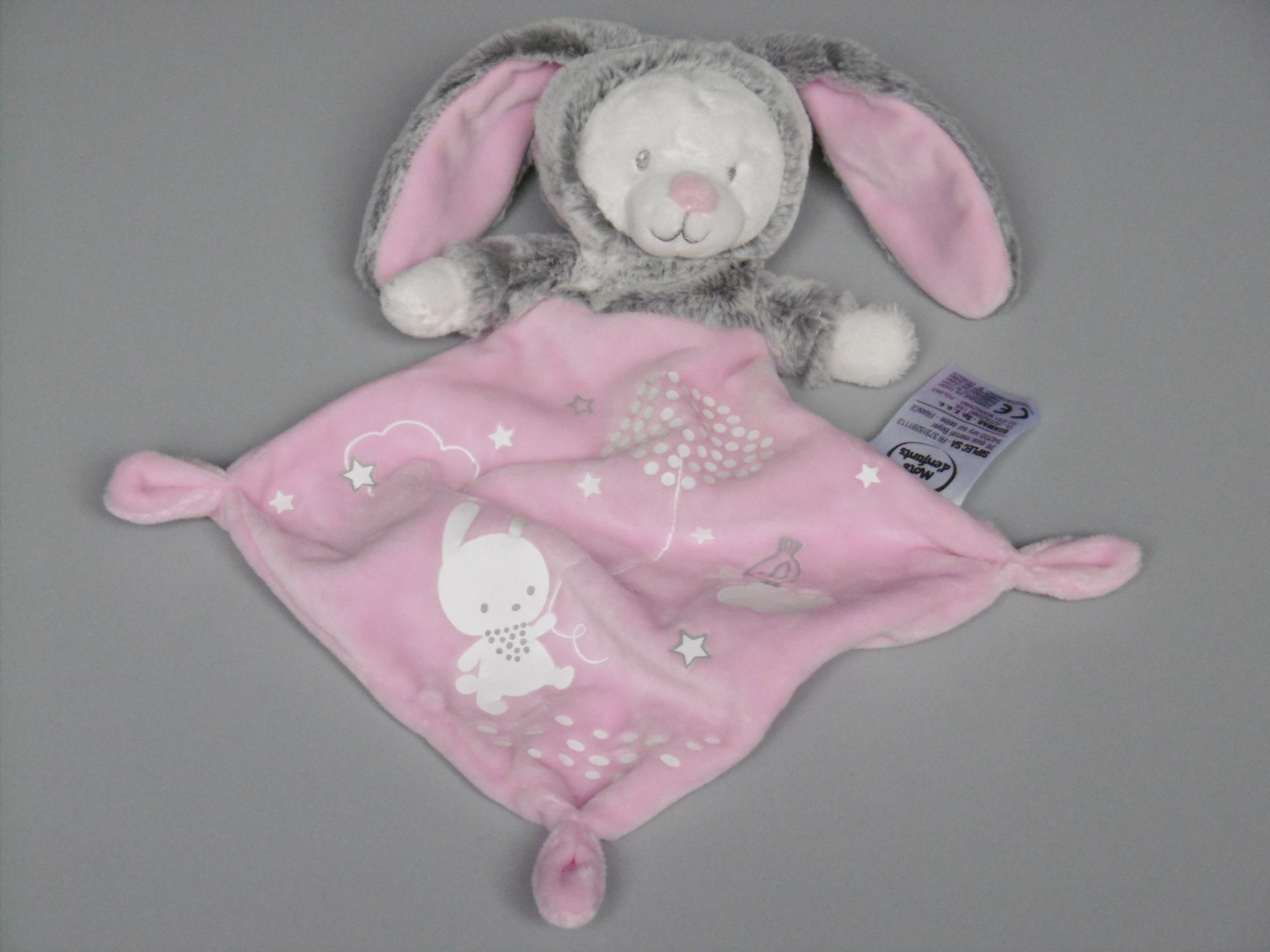 Doudou Plat Ours Deguise En Lapin Leclerc Mots D Enfants Gris Rose Oiseau Etoile Nuage Oreilles Capuche Jouet Bebe Naissance Peluche Blanche Eveil Enfant Rakuten