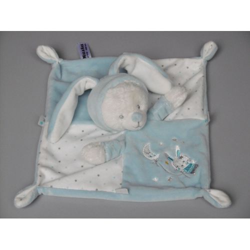 Doudou Ours Plat Blanc Bleu Lapin Etoiles Max Sax Carrefour Rakuten