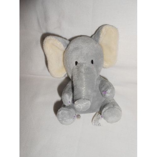 Doudou Peluche Elephant Gris Assis 13cm Oreille Blanche Jemini Hachette Collections Snc