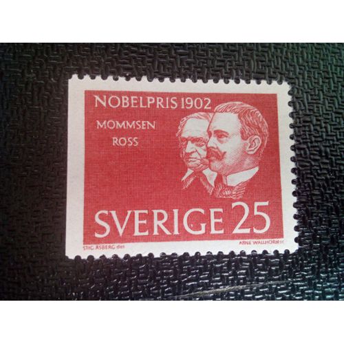 Timbre Suede Yt 499a Theodor Momsen (1817-1903) Et Ronald Ross (1857-1932) 1962 ( 61004 )