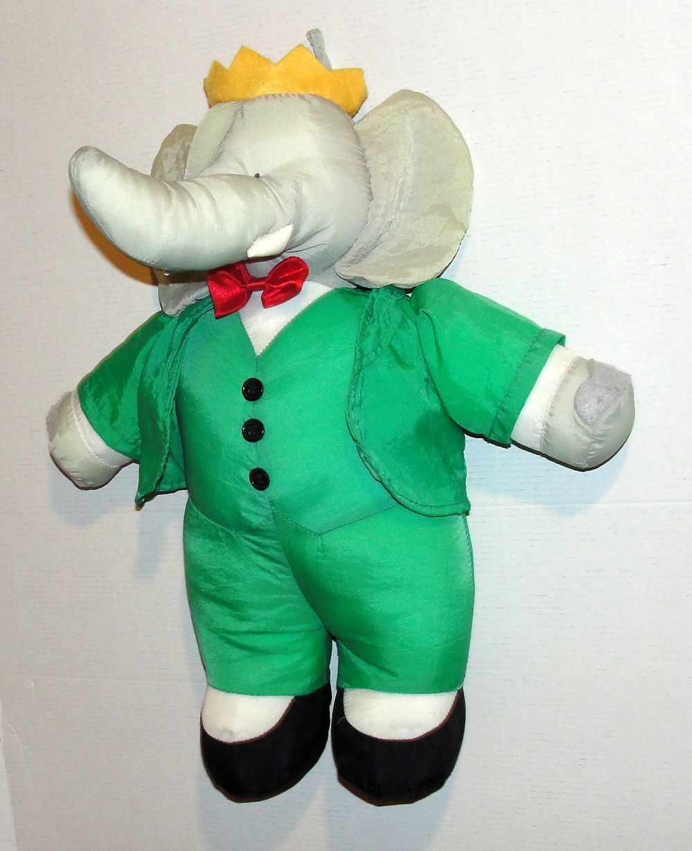 peluche babar en toile style puffalump doudou l'elephant babar