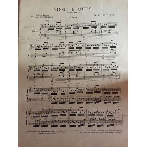 Bochsa Vingt Études Pour La Harpe 1ère Suite