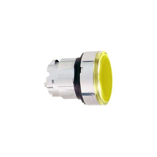 T?te de bouton-poussoir lumineux diam?tre 22 habillage m?tal jaune affleurant