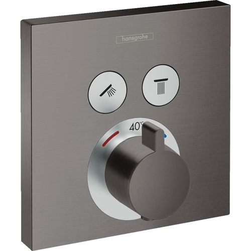 Set de finition pour mitigeur thermostatique encastré avec 2 fonctions, chrome noir brossé (15763340)