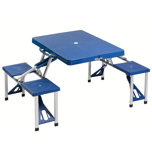 Table D'appoint Pliante Valise Pique-Nique Camping Bleu