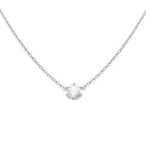 Collier Argent Rhodié Oxyde Blanc 5mm Sertis 6 Griffes 38+4cm