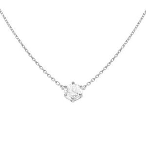 Collier Argent Rhodié Oxyde Blanc 6mm Sertis 6 Griffes 38+4cm