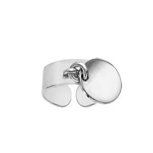 Bague Argent Rhodié Anneau Lisse 7mm Pastille Ronde 13mm
